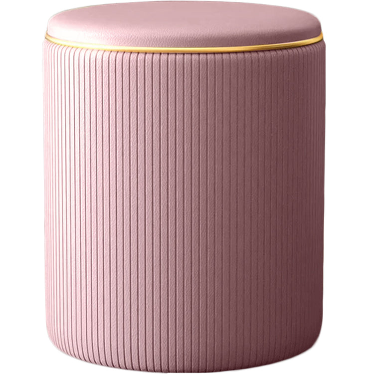 Pouf Contenitore Ecopelle Rosa Decoro Oro Poggiapiedi Seduta Imbottita 35x45cm