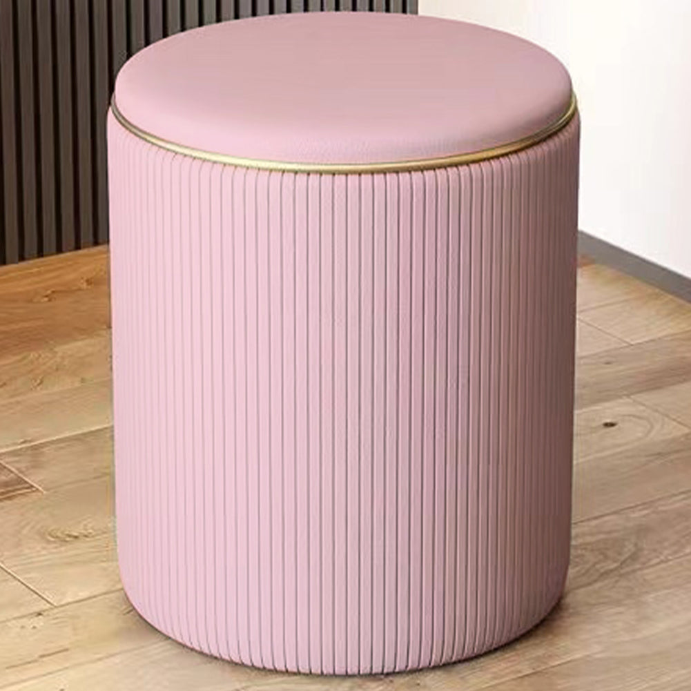 Pouf Contenitore Ecopelle Rosa Decoro Oro Poggiapiedi Seduta Imbottita 35x45cm