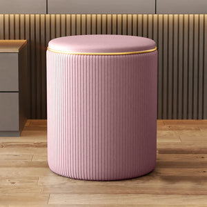 Pouf Contenitore Ecopelle Rosa Decoro Oro Poggiapiedi Seduta Imbottita 35x45cm