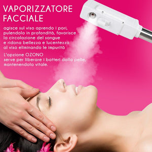 Vaporizzatore Facciale Digitale Funzione Ozono Sauna Pulizia Viso con 5 Ruote