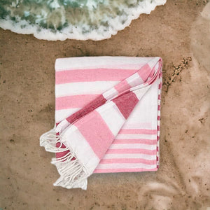 Telo Multiuso 3pz 90x180cm Spiaggia PIC-NIC Cotone Rosa-Verde-Azzurro