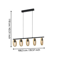 Lampada a Sospensione in Legno 5 Lampadine Industrial Ipsden Eglo