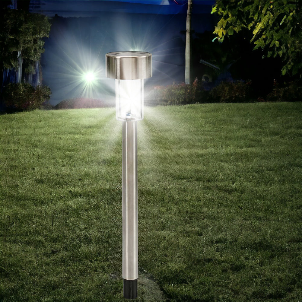 Lampada Solare Giardino 6pz Acciaio H 36cm Impermeabile Ricaricabile