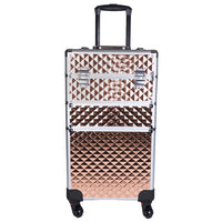 Trolley Makeup 3in1 Valigetta Oro Trucco Estetista Beauty Case Ruote Staccabili