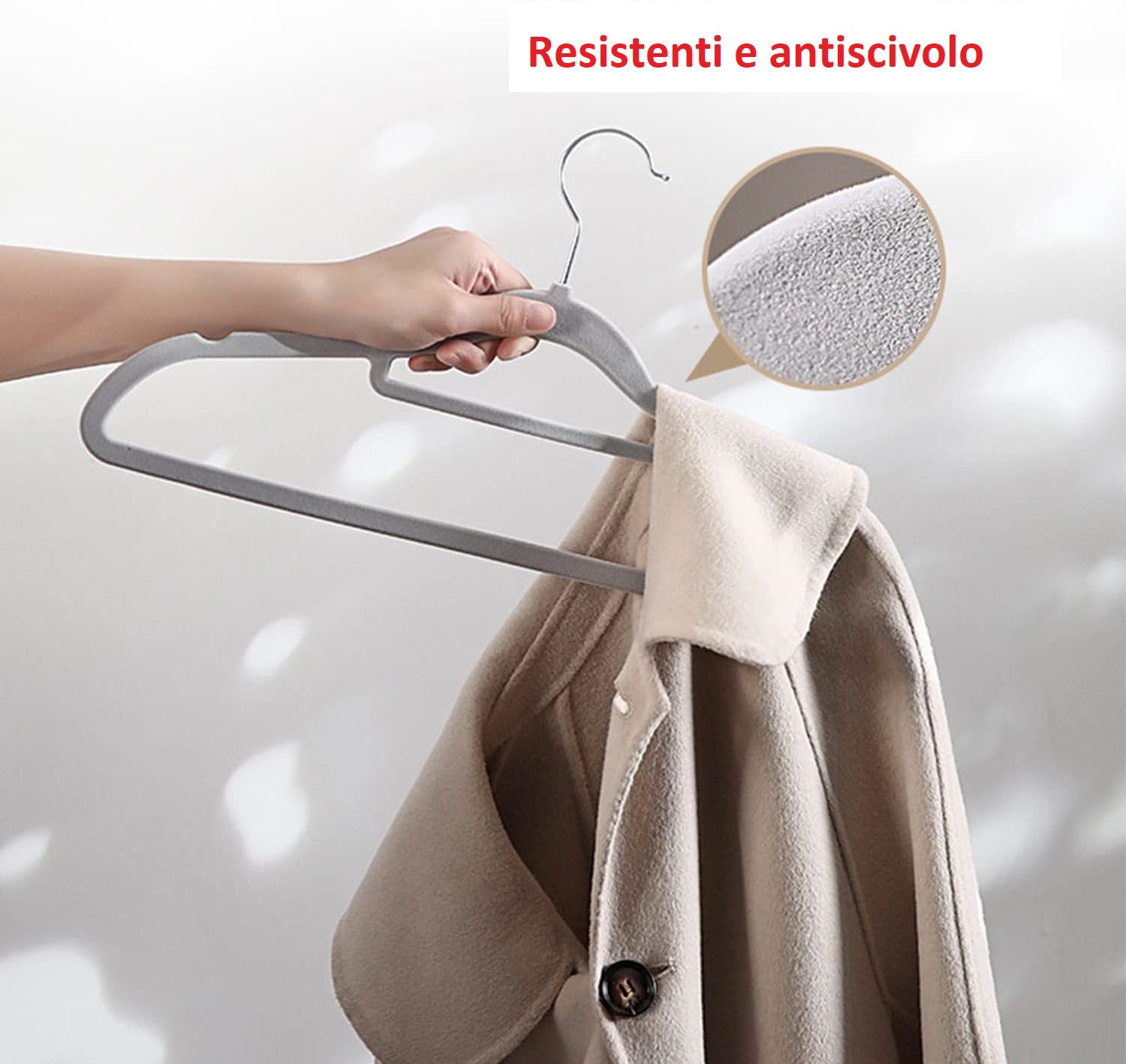 Grucce Vellutate 24pz Antiscivolo Salvaspazio, Gancio Girevole a 360Â° 42 cm