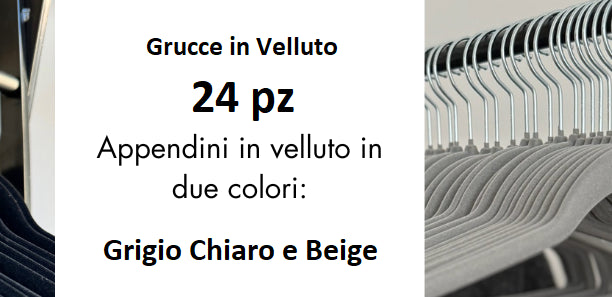 Grucce Vellutate 24pz Antiscivolo Salvaspazio, Gancio Girevole a 360Â° 42 cm