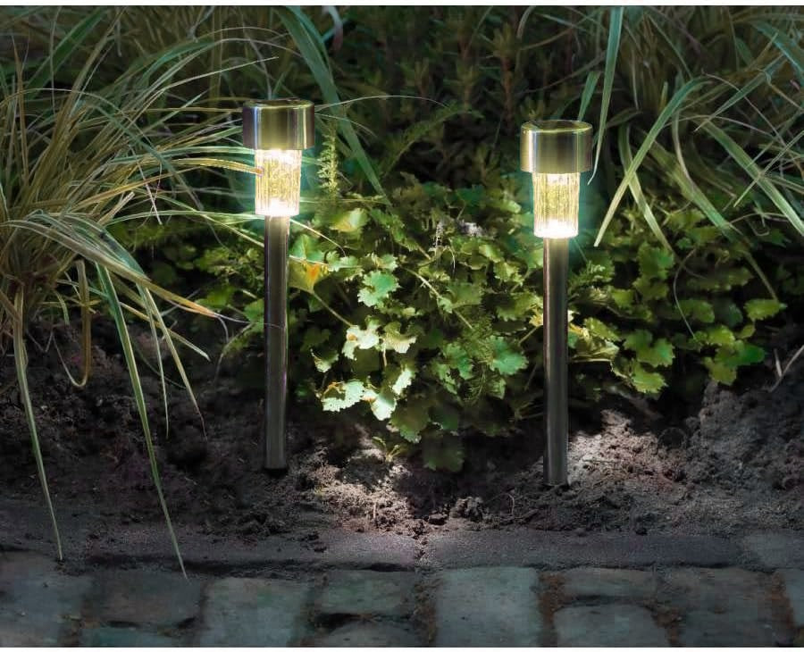 Lampada Solare Giardino Esterno 12pcs LED Luci Solari per Prato Terra H31cm