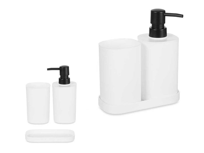 Accessori da Bagno Kit 4pz in Polipropilene Set completo per Bagno Bianco