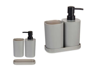 Accessori da Bagno Kit 4pz in Polipropilene Set completo per Bagno Grigio