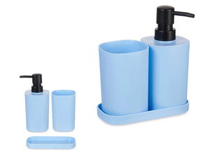 Accessori da Bagno Kit 4pz in Polipropilene Set completo per Bagno Azzurro