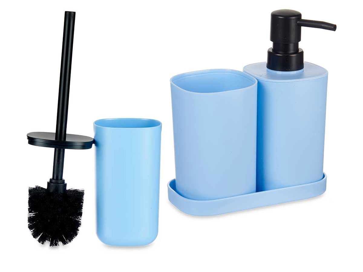 Accessori da Bagno Kit 4pz in Polipropilene Set completo per Bagno Azzurro