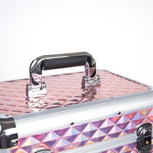 Trolley Makeup in Alluminio Valigetta Trucco Estetista Beauty Case Rosa