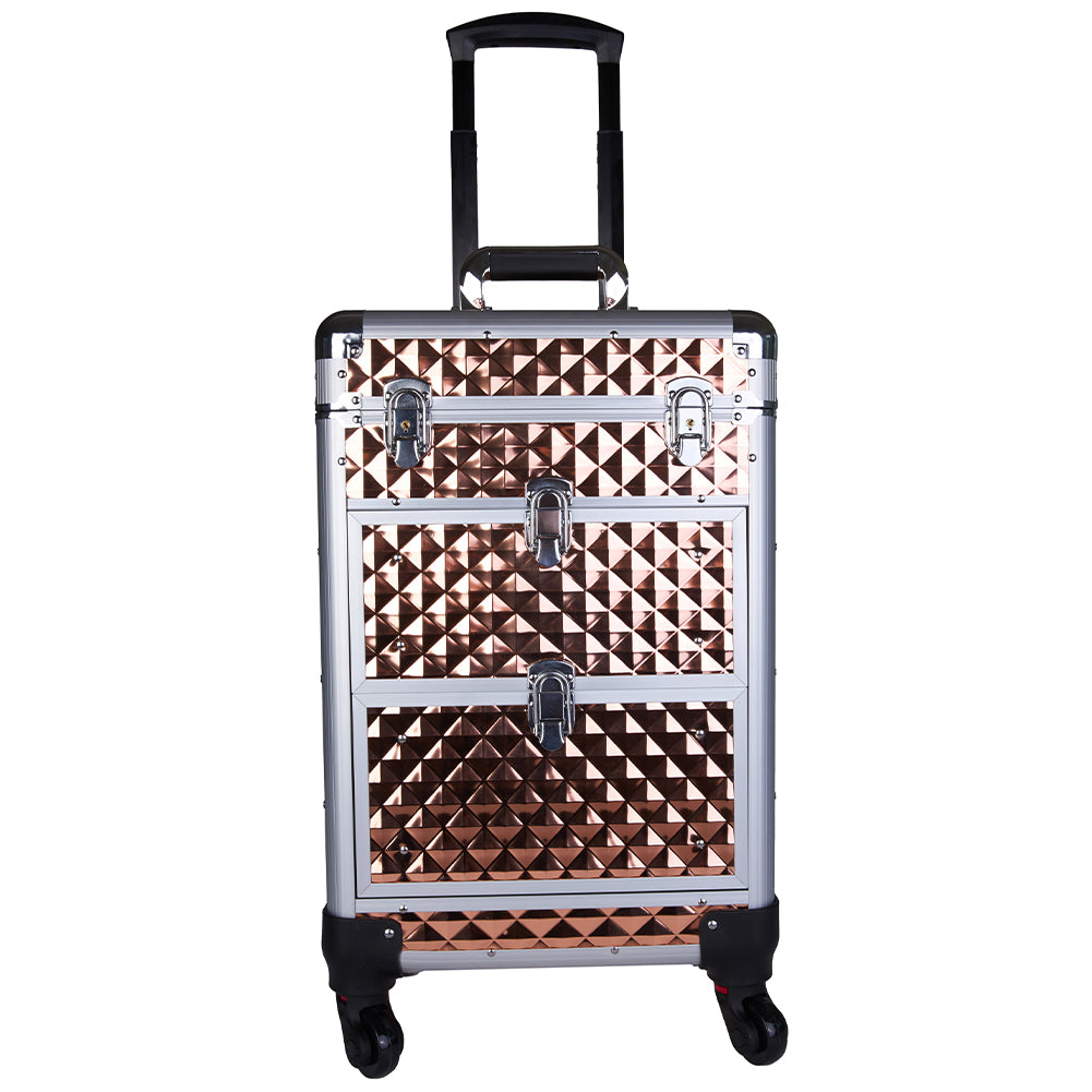 Trolley Makeup in Alluminio Valigetta Trucco Estetista Beauty Case Oro