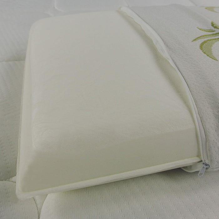 Cuscino Guanciale Memory Foam Forma Saponetta Aloe Vera 70x40 H15cm Sfoderabile