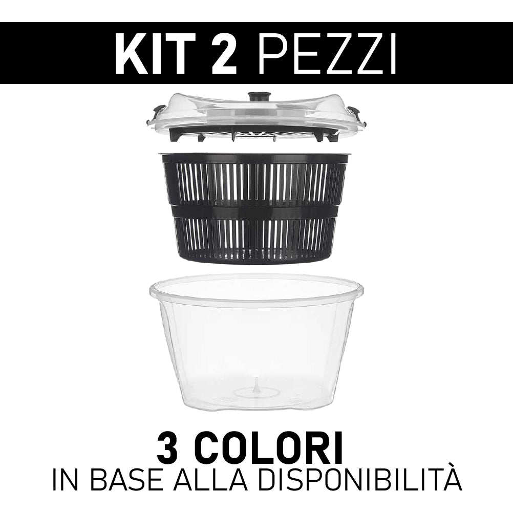 Kit 2 Pezzi Centrifuga per Verdure Manuale in Plastica per Alimenti Colori Assortiti