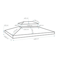 Copertura Ricambio per Gazebo 3x4 MT Idrorepellente Protezione UV Grigio