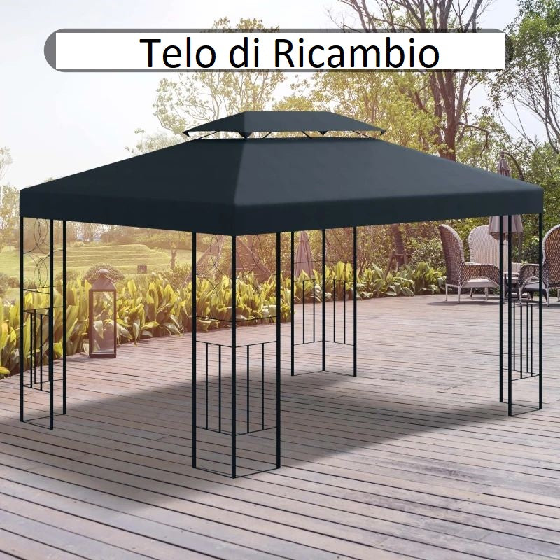 Copertura Ricambio per Gazebo 3x4 MT Idrorepellente Protezione UV Grigio