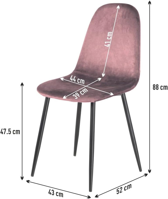 Sedia Poltroncina in Velluto Set 4pz Sedie per Sala da Pranzo Ristorante Rosa Antico