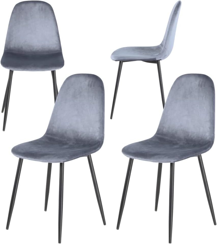 Sedia Poltroncina in Velluto Set 4pz,Sedie per Sala da Pranzo Ristorante Grigio Polvere