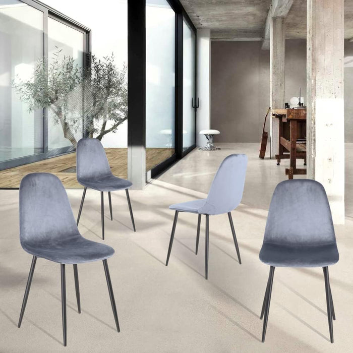 Sedia Poltroncina in Velluto Set 4pz,Sedie per Sala da Pranzo Ristorante Grigio Polvere