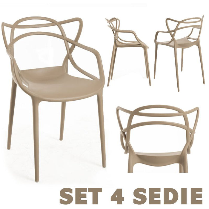 4 Sedie Design Firenze Beige in Polipropilene - La Dea Sedia