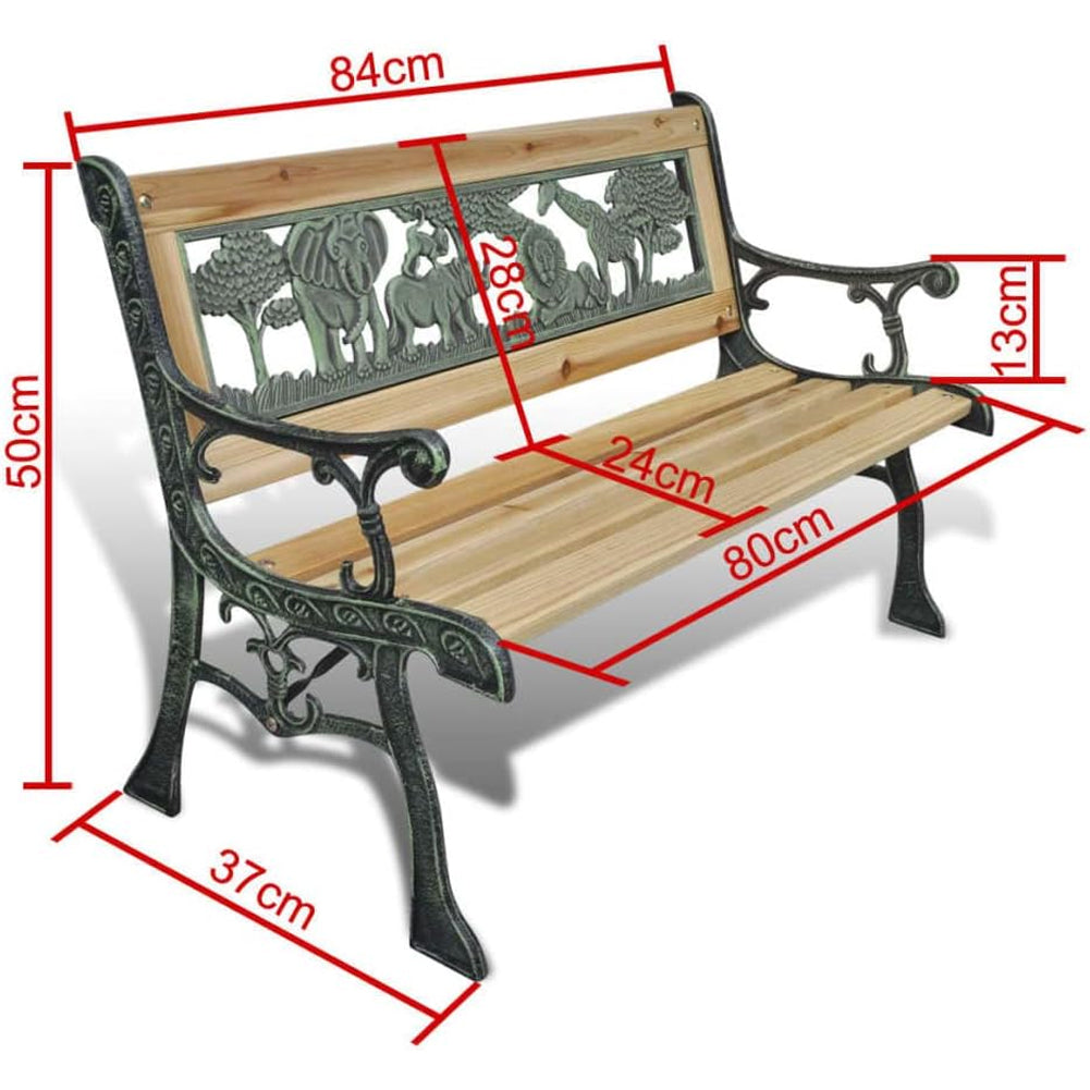 Panchina Baby Esterno Panca Bambini Giardino Seduta in Legno Decorazione Animali