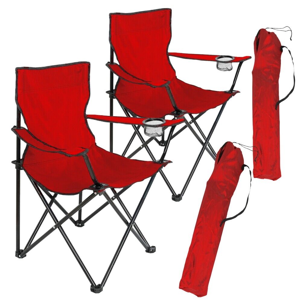 Sedia Campeggio Kit 2pz Camping Pieghevole Telo Oxford Sacca con Maniglia Rosso