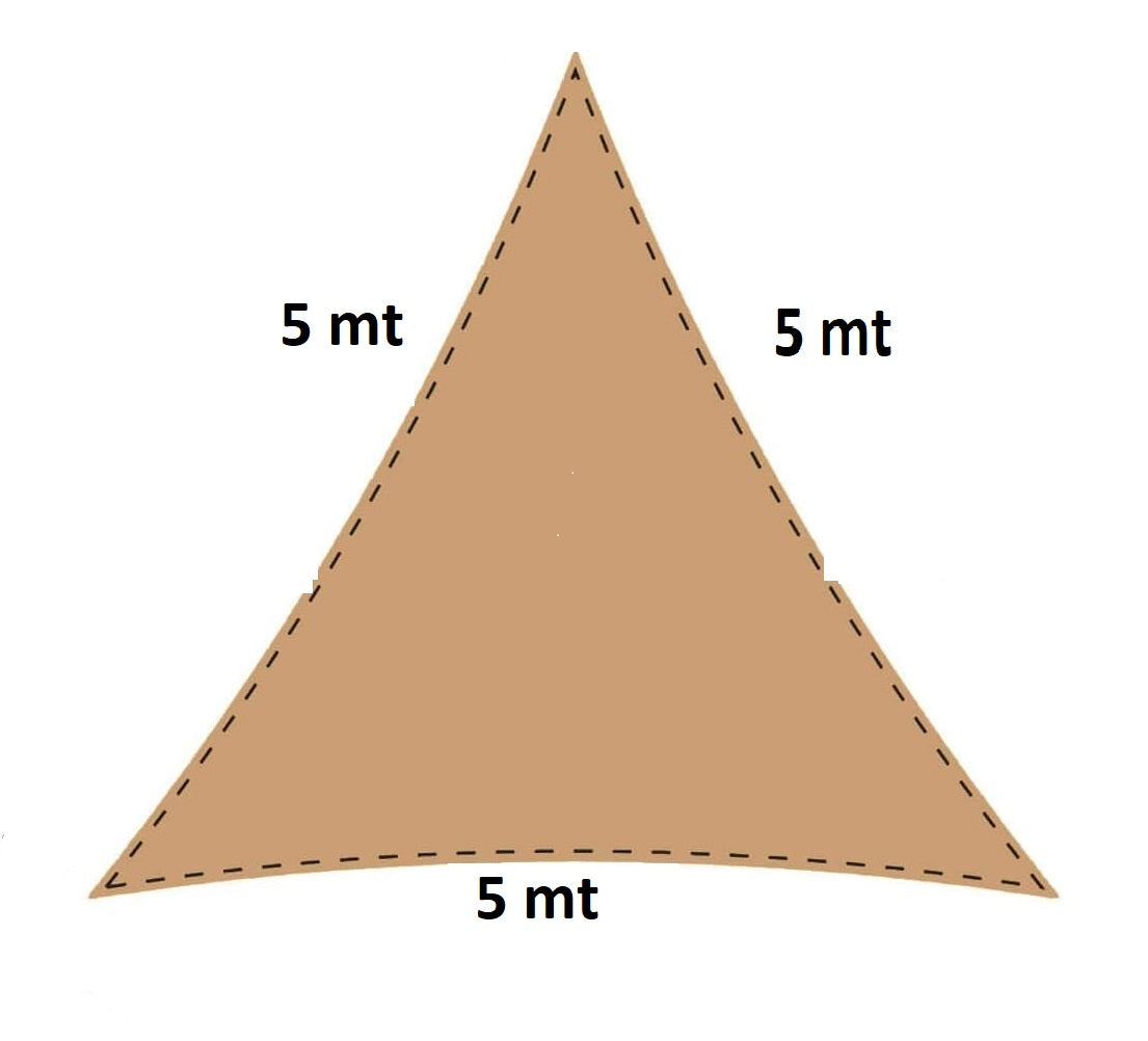 Tenda Ombrellone Antiriflesso Vela Ombreggiante Anti UV Triangolare 5x5x5 mt Beige