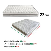 Materasso Memory Foam Antibatterico, Anallergico 2 Strati H22cm 120x190 cm