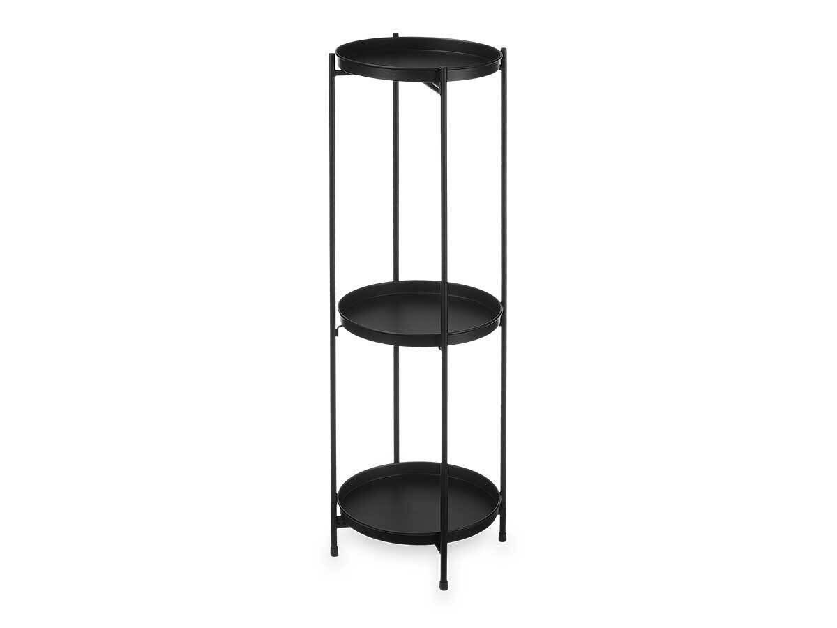 Scaffale Tavolino Porta Piante 3 altezze Metallo Nero 24x24 H 81cm Moderno