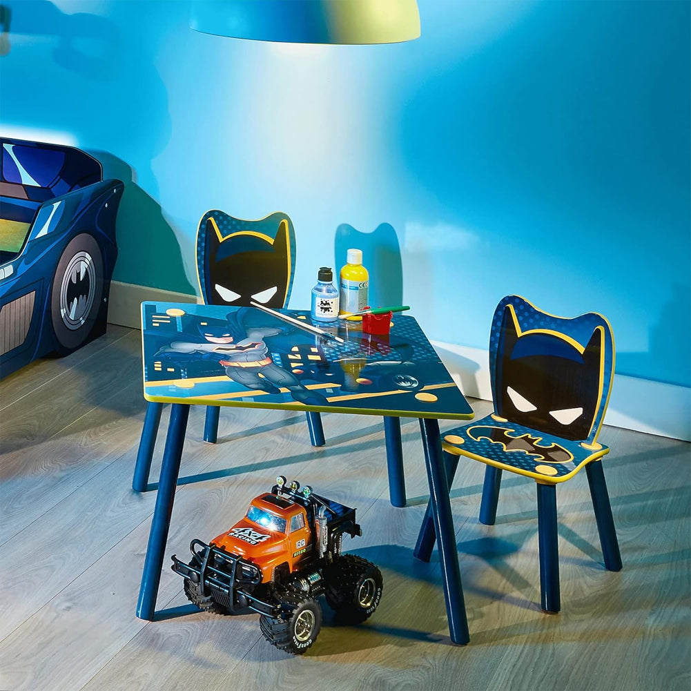 Tavolo per Bambini Stampa Batman 2 Sedie Tavolino Arredo Cameretta Idea Regalo