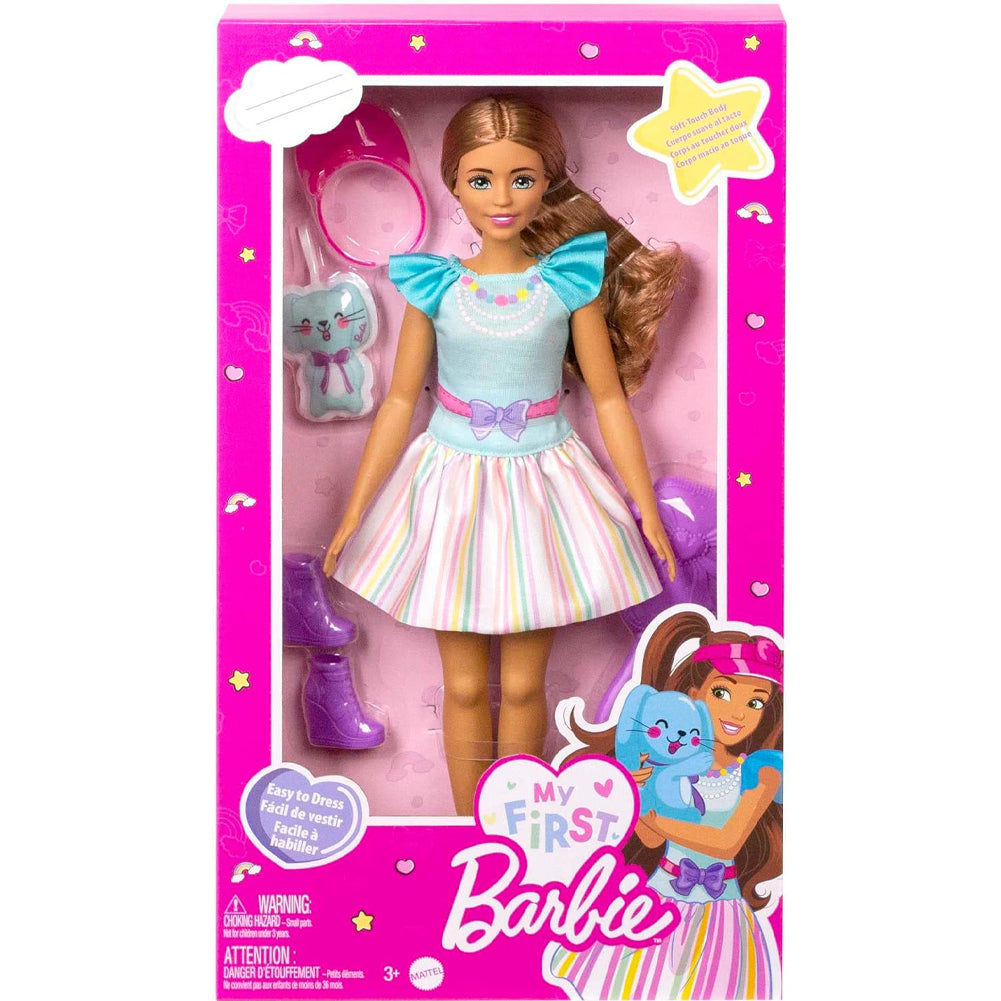 La Mia Prima Barbie Giocattolo Bambola Bambini Snodabile Abito Turchese Peluche