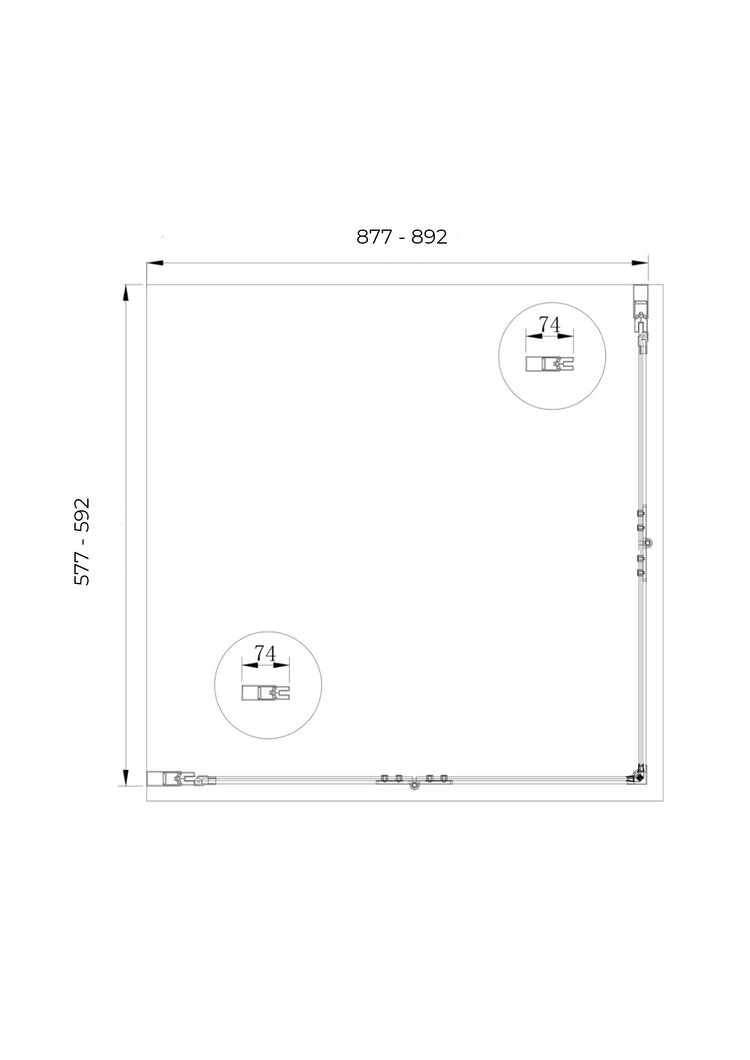 Box doccia angolare pieghevole a libro con chiusura a pacchetto H 190 cromo anticalcare trasparente con misure 60 (57,5-59) x 90 (87,5-89)