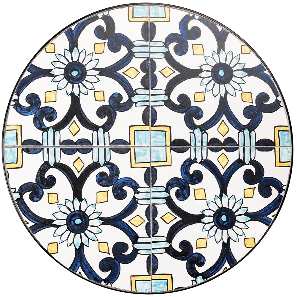 Set Tavolo e Sedie Pieghevoli Tavolino Design Mosaico Blu Arredo Esterno Giardino