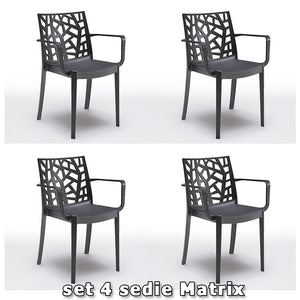 Sedia Matrix con braccioli - Set 4 pezzi - Arredo Esterno