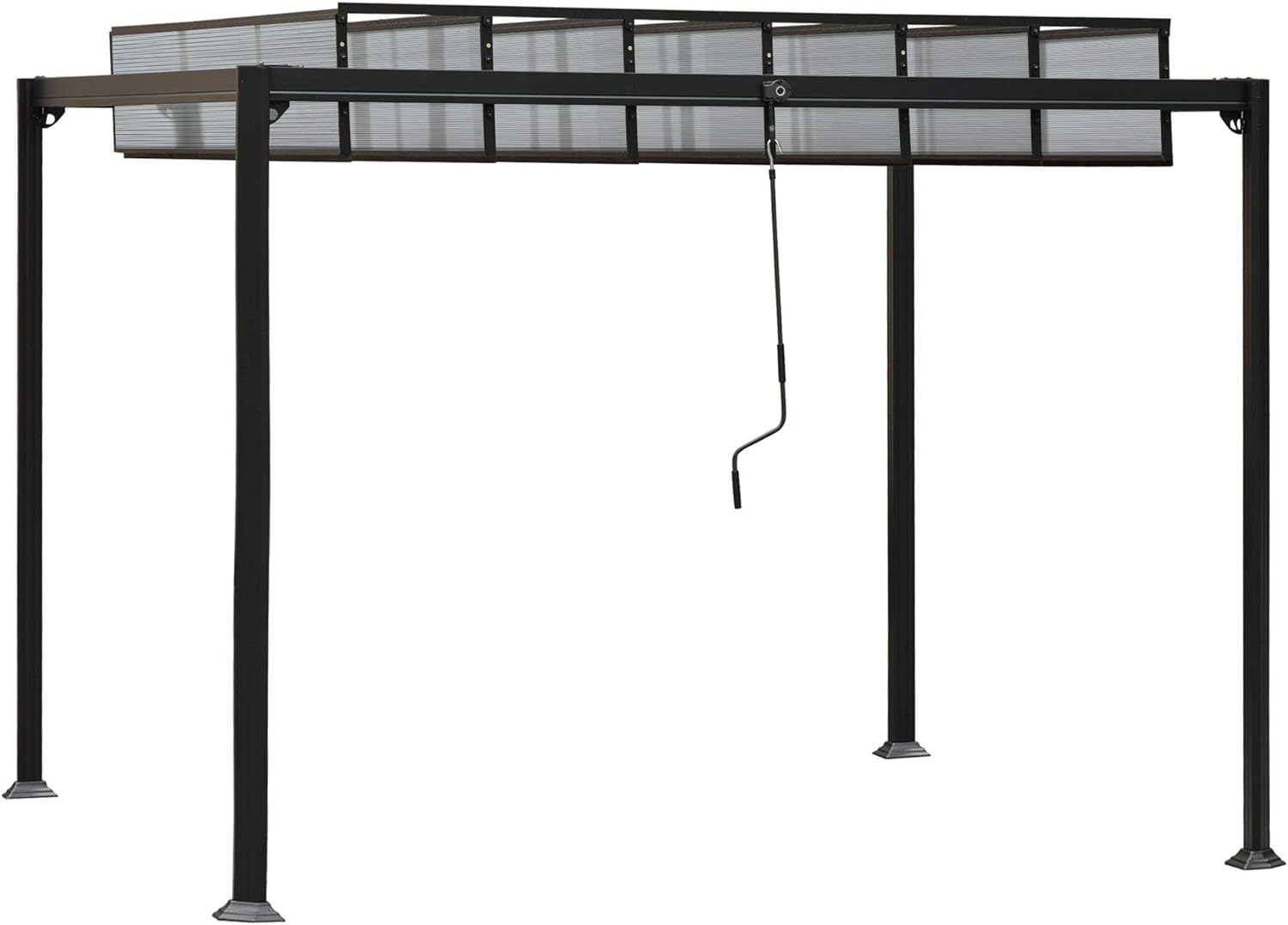 Pergola Gazebo Giardino Tetto Apribile a Manovella, Alluminio Grigio 3L x 3P x 2.25A