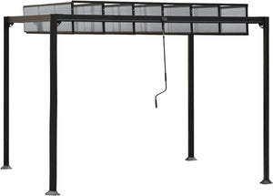 Pergola Gazebo Giardino Tetto Apribile a Manovella, Alluminio Grigio 3L x 3P x 2.25A