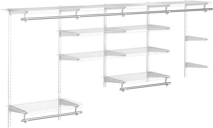 Organizer in Acciaio da Montare a Muro 9Ripiani Regolabili 5 Aste 249.4x38.8x162cm