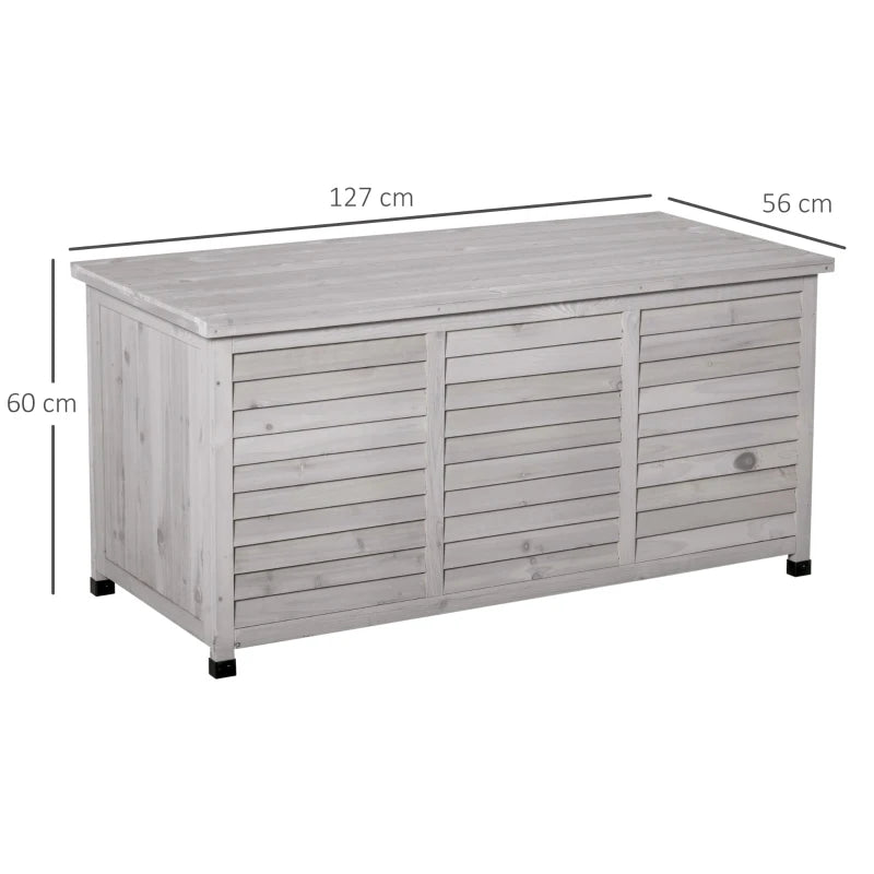 Panca Contenitore in Legno Cassapanca da Esterno 127x56 H60 cm Legno Abete Grigio