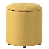 Pouf Contenitore Sgabello Cassapanca Poggiapiedi Tessuto Giallo 40x36cm Moderno