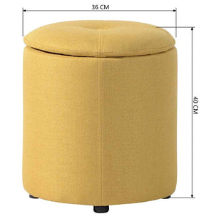 Pouf Contenitore Sgabello Cassapanca Poggiapiedi Tessuto Giallo 40x36cm Moderno