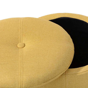 Pouf Contenitore Sgabello Cassapanca Poggiapiedi Tessuto Giallo 40x36cm Moderno