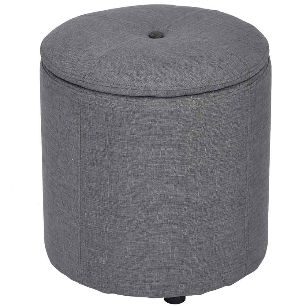 Pouf Contenitore Sgabello Cassapanca Poggiapiedi Tessuto Grigio 40x36cm Moderno