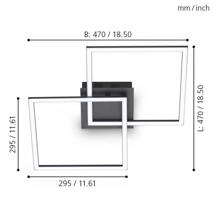 Plafoniera Applique Nera con 2 Quadrati Led e Dimmer Palmaves 1