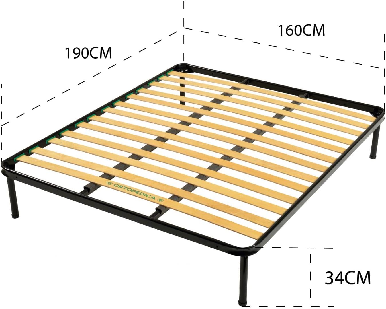 Rete Letto a Doghe Ortopedica 160x190cm 13 Listelli in Legno