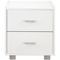 Comodino Mobiletto Cassettiera 2 Cassetti Spazioso Design Minimal Legno Bianco