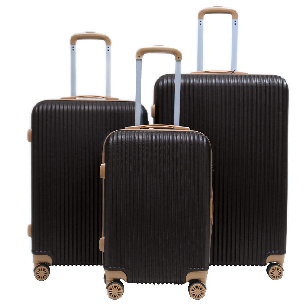 Set 3 Valigie Rigide con Ruote Easy Roll Trolley Bagaglio a Mano Viaggio Nero