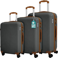 Set 3 Valigie Rigide con Ruote Easy Roll Trolley Bagaglio a Mano Viaggio Grigio