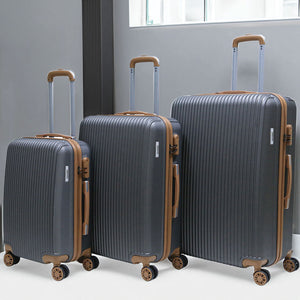 Set 3 Valigie Rigide con Ruote Easy Roll Trolley Bagaglio a Mano Viaggio Grigio