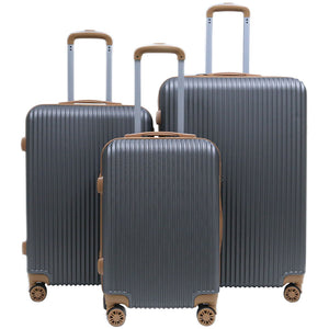 Set 3 Valigie Rigide con Ruote Easy Roll Trolley Bagaglio a Mano Viaggio Grigio